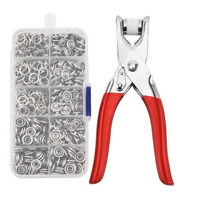 Kit de boutons‑pression métalliques + pince de pose GA